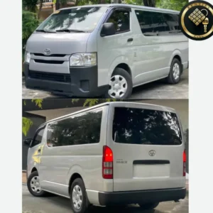 Toyota Hiace Commuter in silver, a passenger van for rent in Cebu
