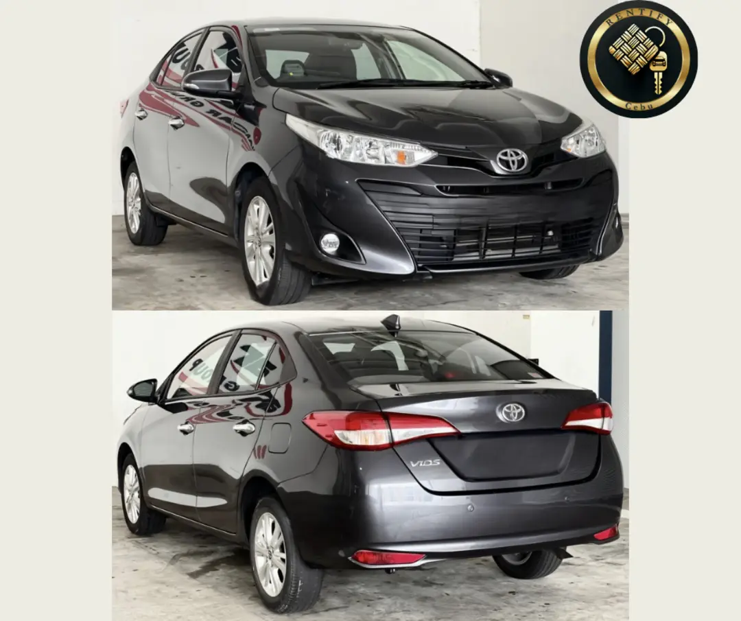 Toyota Vios in black, a 5-seater sedan for rent in Cebu