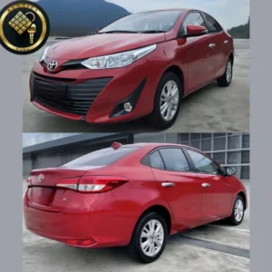 Toyota Vios in red, a 5-seater sedan for rent in Cebu